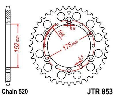 MINO REAR SPROCKET ALLOY BLK 853, 25-831-520-47