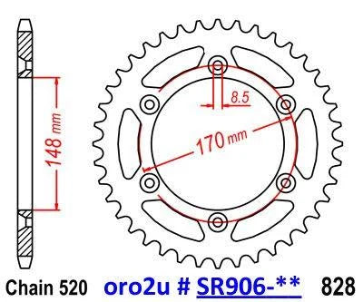 MINO REAR SPROCKET JTR828 ALLOY RACING, 25-412-520-48
