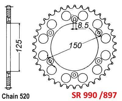 REAR SPROCKET STEEL 51 [JTR897.51] 520, SILVER