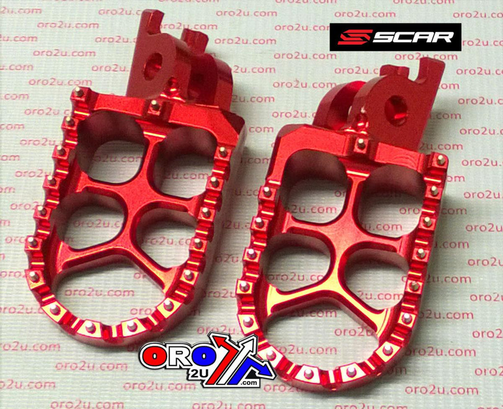 EVO FOOTPEGS RED 02-26 HONDA KAWASAKI CR CRF KX 125 150 250 300 450 1000 1100 57mm SCAR S3515R