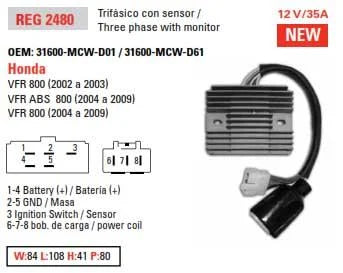 REGULATOR 12V VFR800, ARROWHEAD AHA6104, 31600-MCW-D01 HONDA