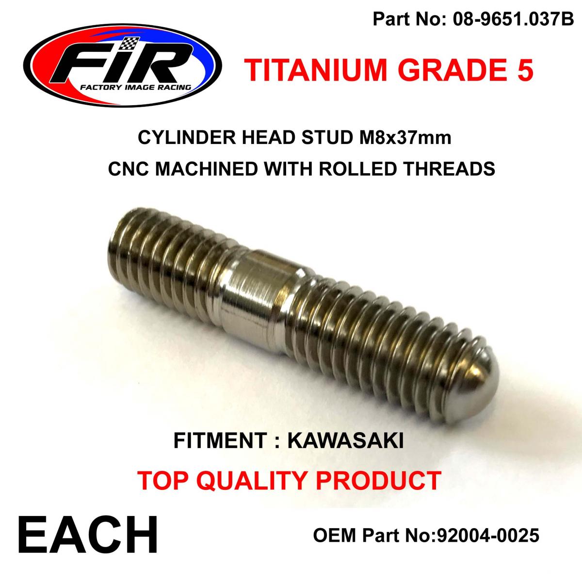 TITANIUM G5 STUD M8x37mm (B) EACH, KAWASAKI 92004-0025 920040025