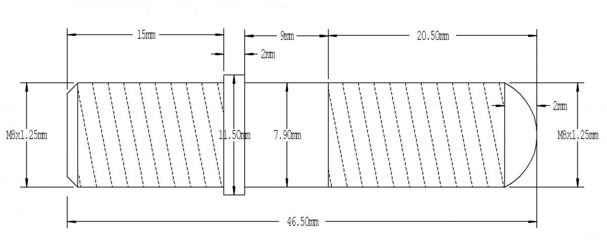 TITANIUM G5 STUD M8x46.50mm EACH, HONDA 90011-KZ4-700 90011KZ4700