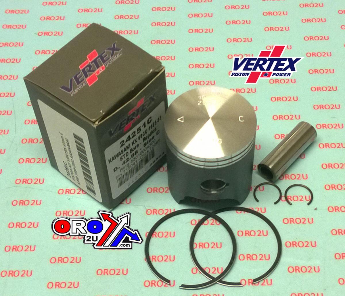 PISTON KIT VERTEX 43.0 A KAWASAKI KX 60 85-03, VERTEX 24251A