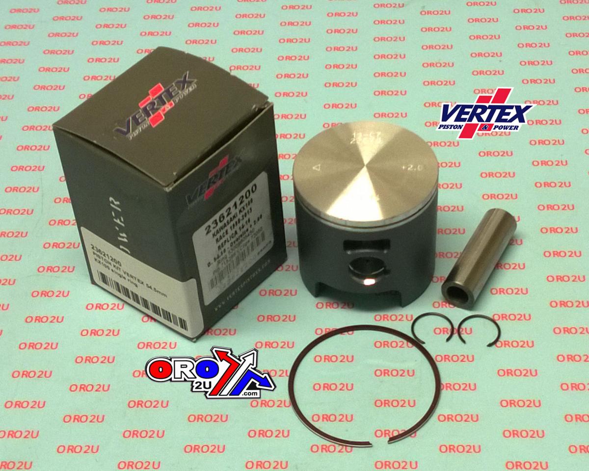 PISTON KIT VERTEX 54.5 KAWASAKI KX 100 98-22, VERTEX 23621200 OS+2.00 RACE SINGLE RING