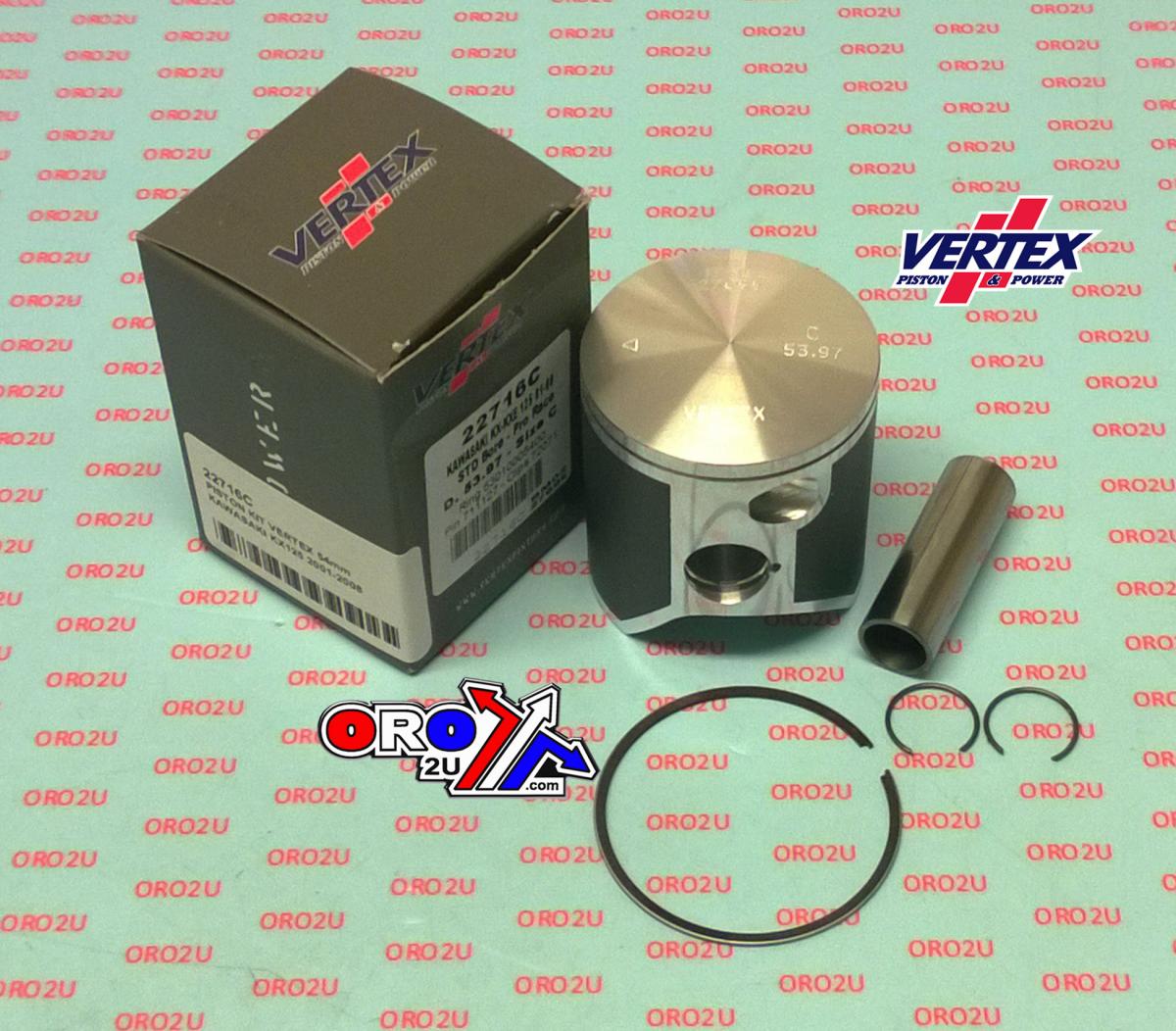 PISTON KIT VERTEX 54.0 A KAWASAKI KX 125 01-08 PRO RACE, VERTEX 22716A