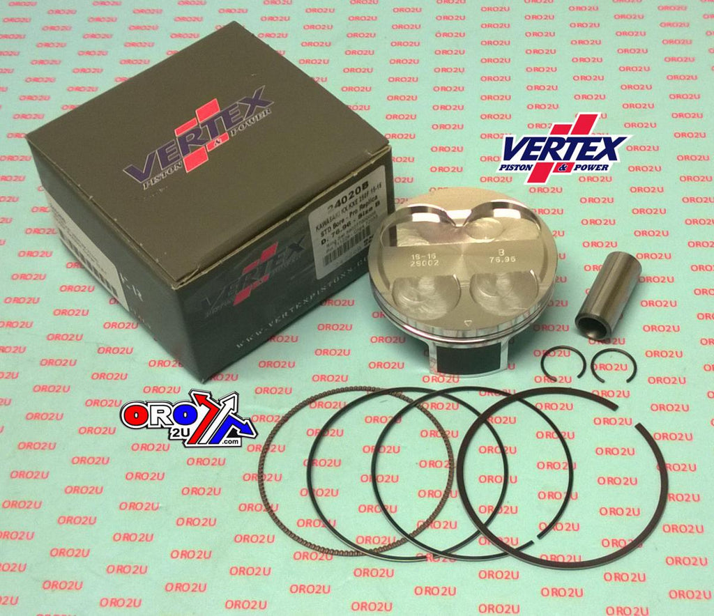 PISTON KIT VERTEX 77.0 A KAWASAKI KX/KXE 250 14-15, VERTEX 24020A COMPR 13,8:1