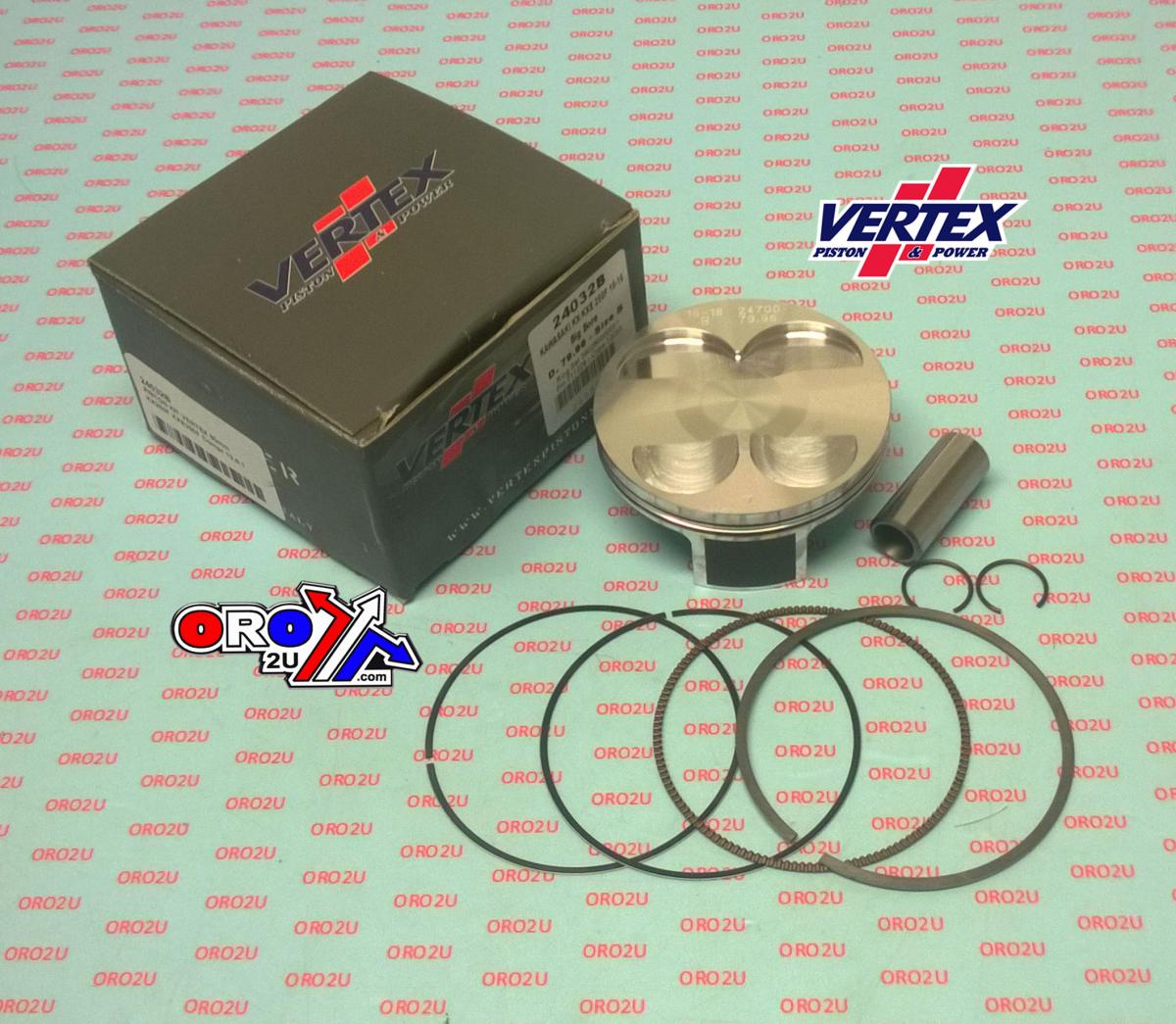 PISTON KIT VERTEX 80.0 C KAWASAKI KX/KXE 250 15-16, VERTEX 24032C OS+3:00 BIG BORE COMPR 13,8:1