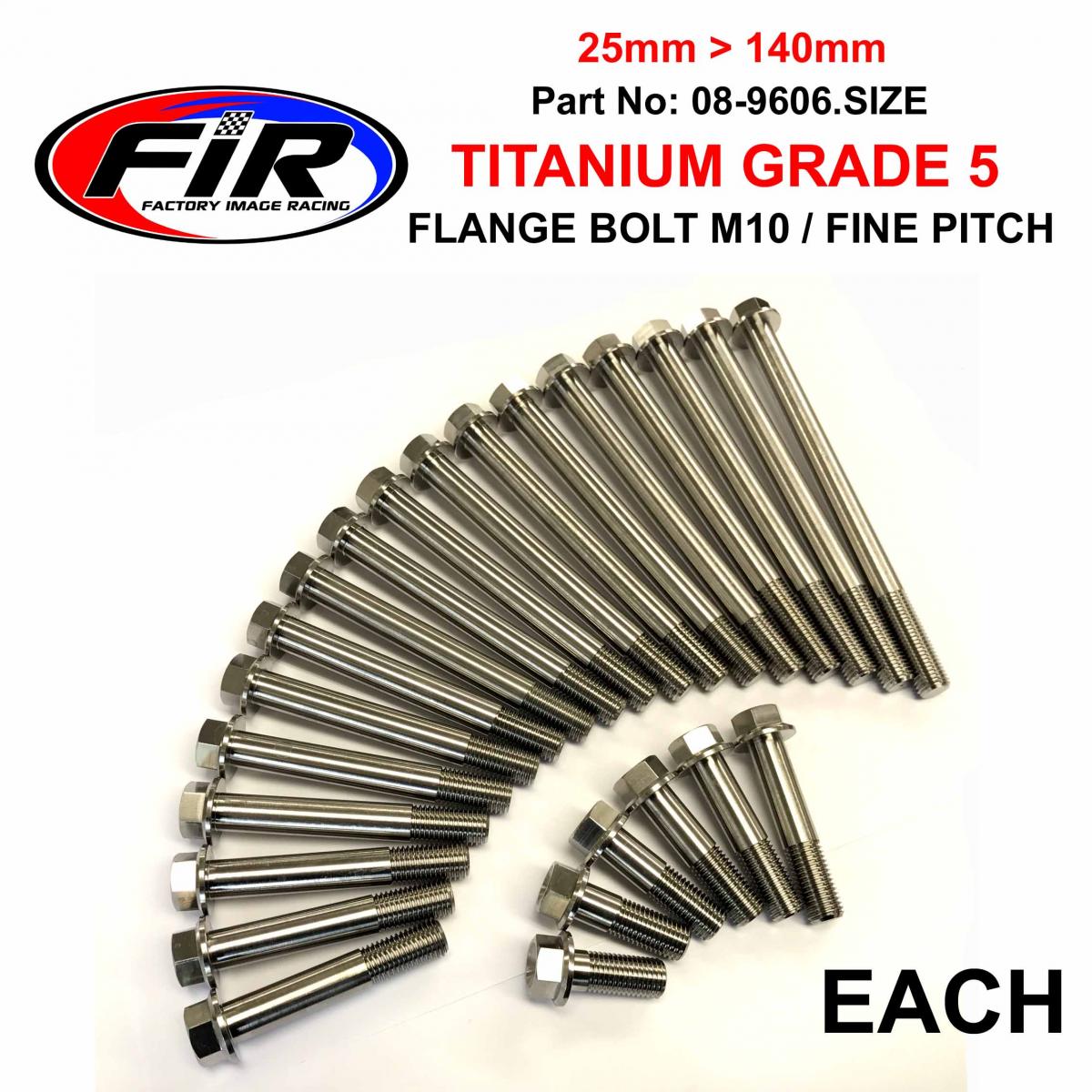 TITANIUM GR5 BOLT M10 x 25mm EACH, METRIC FINE 1.25mm / GRADE 5