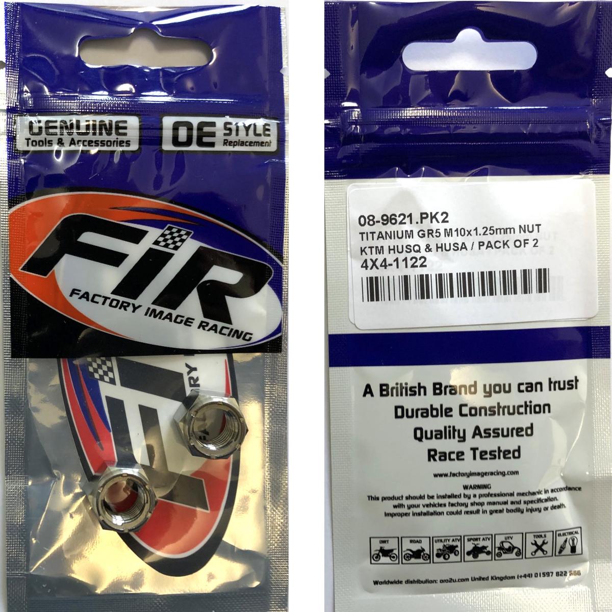 TITANIUM GR5 M10x1.25mm NUT, KTM HUSQ & HUSA / PACK OF 2, (54310086100 METRIC FINE)