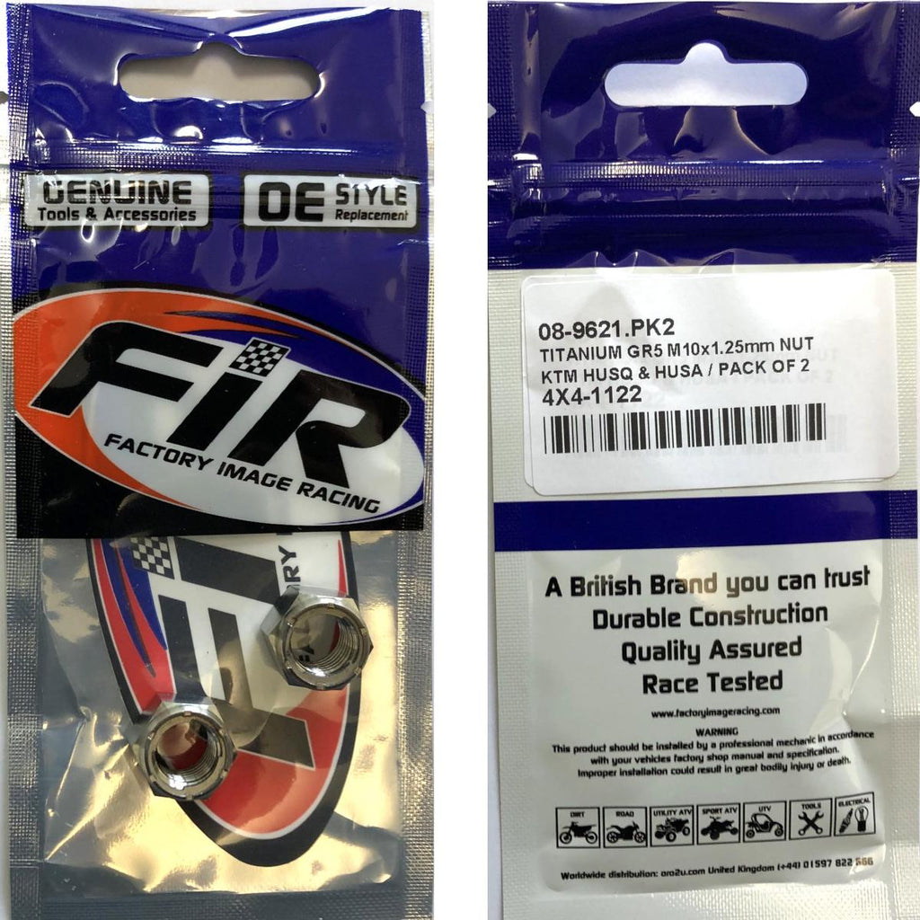 TITANIUM GR5 M10x1.25mm NUT, KTM HUSQ & HUSA / PACK OF 2, (54310086100 METRIC FINE)