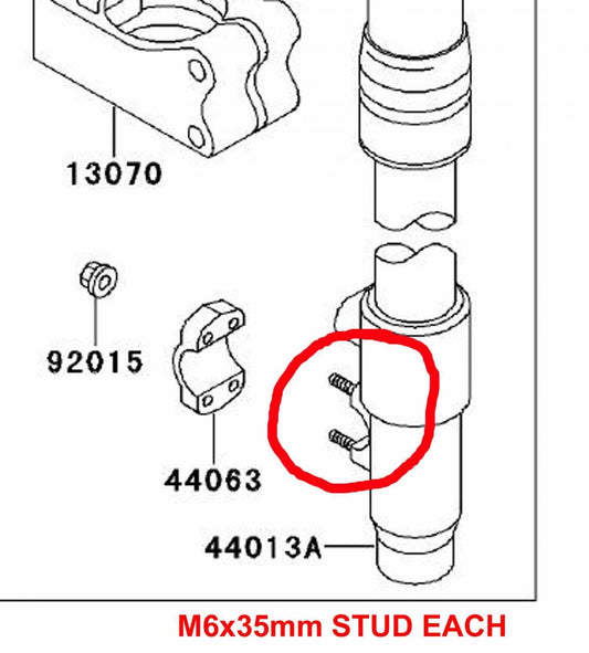 TITANIUM G5 STUD M6x35mm EACH, FRONT SPINDLE STUD KX 89>2004, / UNIVERSAL