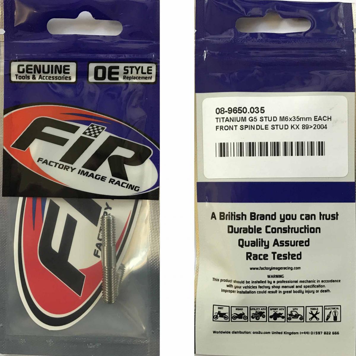 TITANIUM G5 STUD M6x35mm EACH, FRONT SPINDLE STUD KX 89>2004, / UNIVERSAL