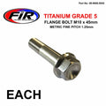 TITANIUM GR5 BOLT M10 x 45mm EACH, METRIC FINE 1.25mm / GRADE 5