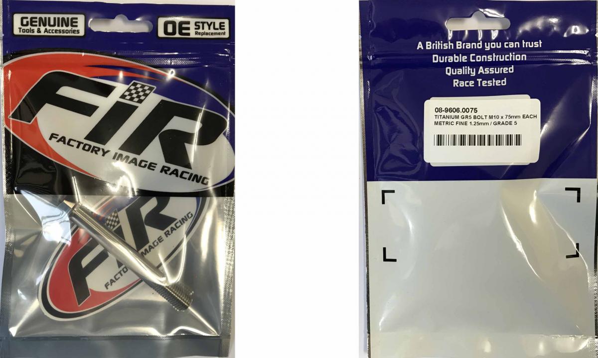 TITANIUM GR5 BOLT M10 x 75mm EACH, METRIC FINE 1.25mm / GRADE 5