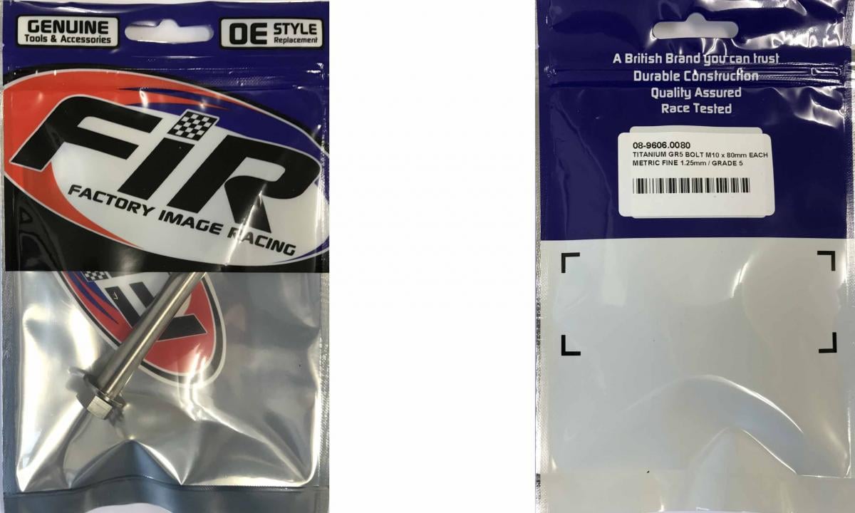 TITANIUM GR5 BOLT M10 x 80mm EACH, METRIC FINE 1.25mm / GRADE 5