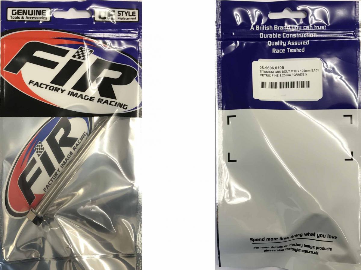 TITANIUM GR5 BOLT M10 x 105mm EACH, METRIC FINE 1.25mm / GRADE 5, / KTM REF: 54603013000