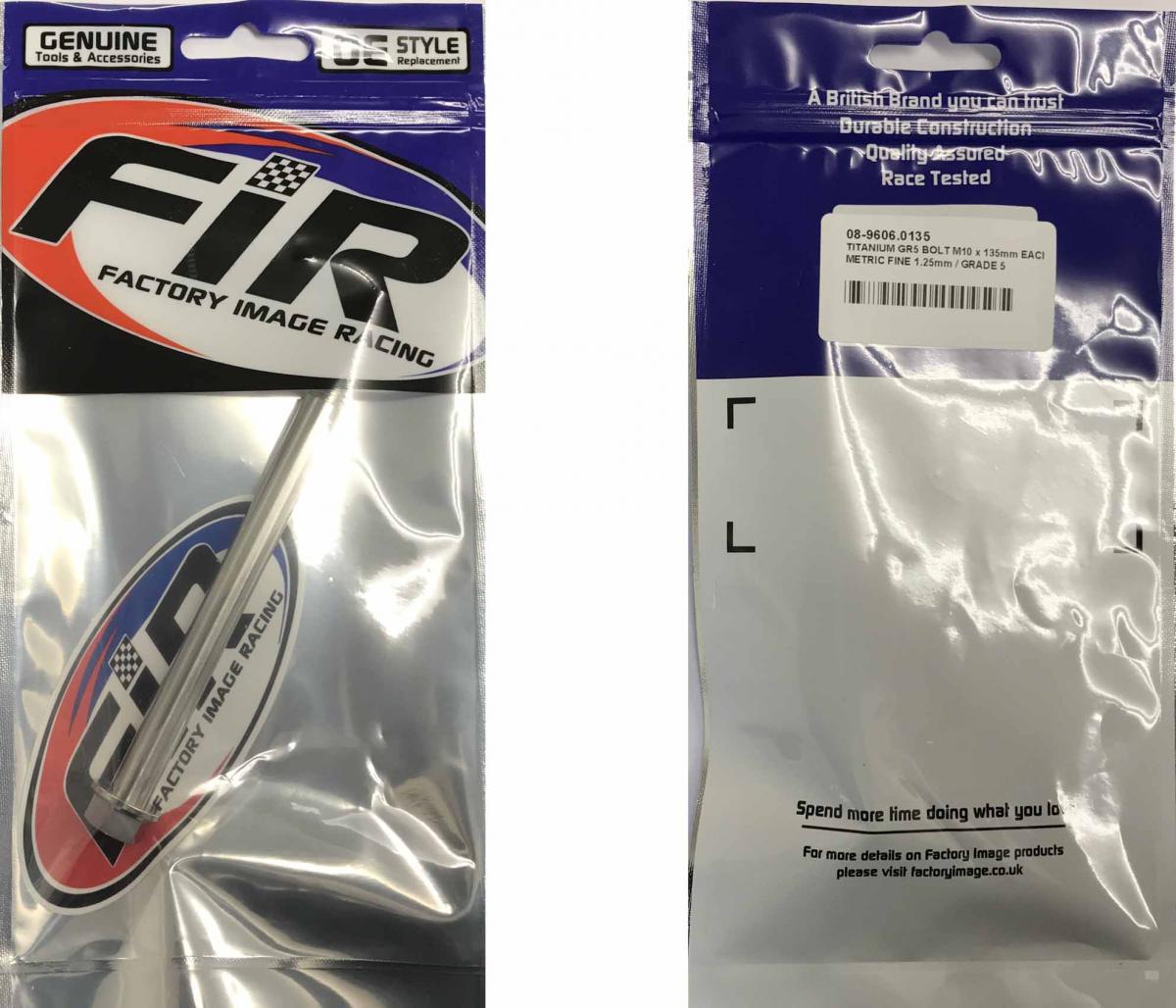 TITANIUM GR5 BOLT M10 x 135mm EACH, METRIC FINE 1.25mm / GRADE 5