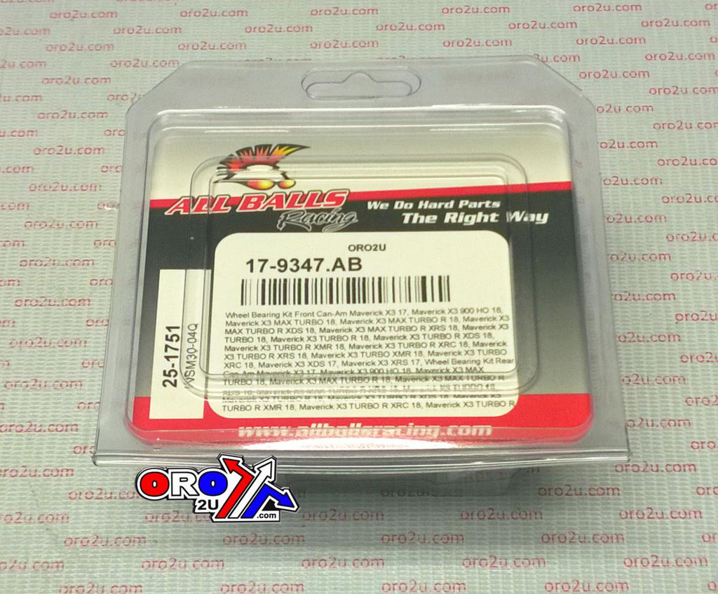 WHEEL BEARING KIT FRONT & REAR 17-22 CAN-AM, ALLBALLS 25-1751 ATV/UTV