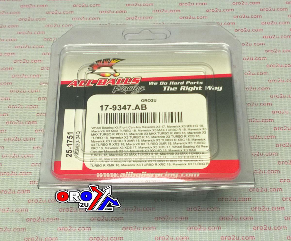 WHEEL BEARING KIT FRONT & REAR 17-22 CAN-AM, ALLBALLS 25-1751 ATV/UTV