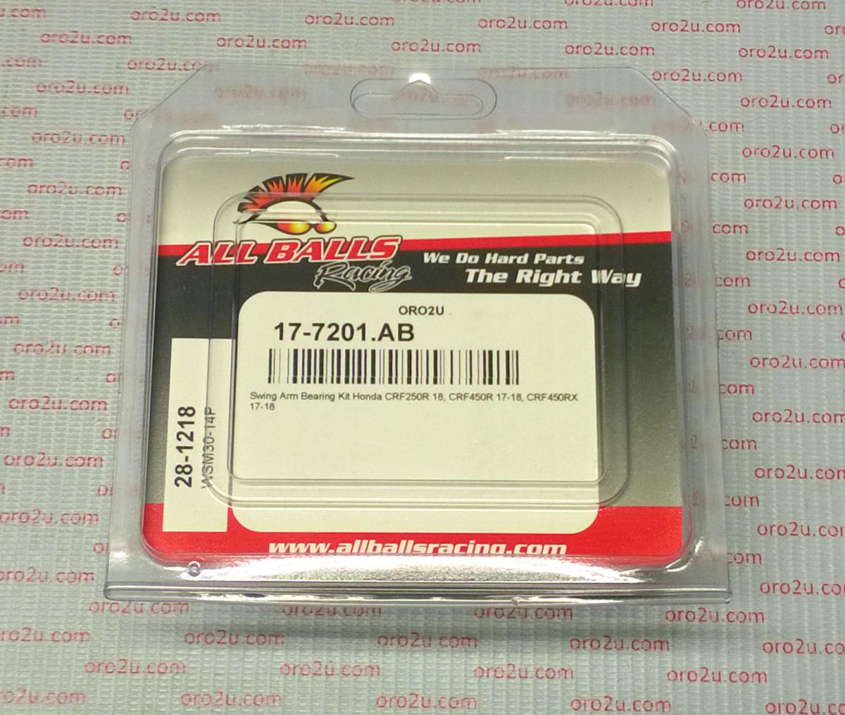 SWINGARM BEARING KIT ALLBALLS, ALLBALLS 28-1218 HONDA CRF250/450 17-22