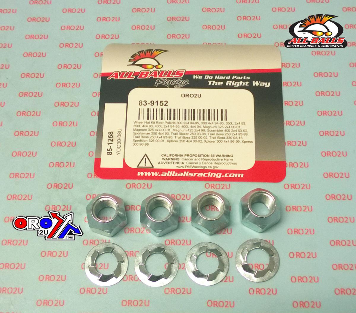 REAR WHEEL NUT KIT 85-13 POLARIS MAGNUM SCRAMBLER TRAIL BLAZER BOSS ALLBALLS 85-1258 7542714