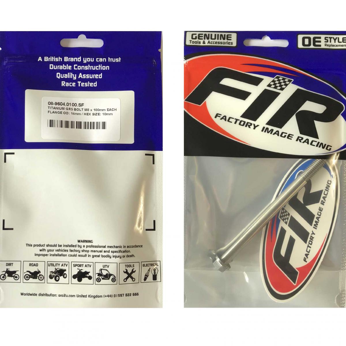 TITANIUM GR5 BOLT M8 x 100mm EACH, FLANGE OD: 14mm / HEX SIZE: 10mm, /