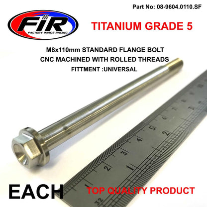 TITANIUM GR5 BOLT M8 x 110mm EACH, FLANGE OD: 14mm / HEX SIZE: 10mm, /