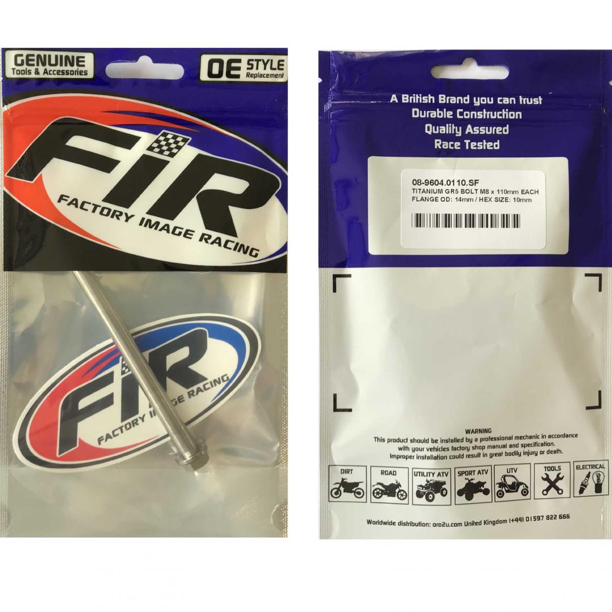 TITANIUM GR5 BOLT M8 x 110mm EACH, FLANGE OD: 14mm / HEX SIZE: 10mm, /