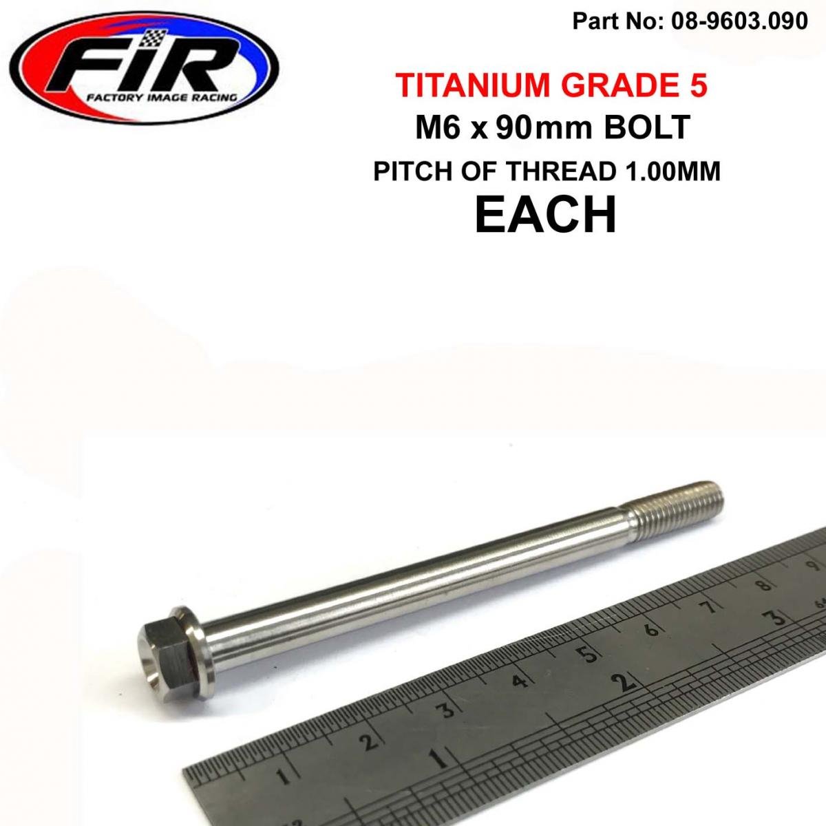 TITANIUM GR5 BOLT M6 x 90mm EACH, FLANGE OD: 11mm / HEX SIZE: 8mm, /