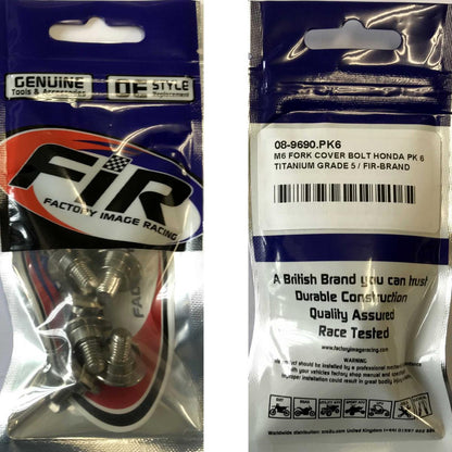 M6 FORK COVER BOLT HONDA PK 6, TITANIUM GRADE 5 / OEM PART NO: 90113-MAC-780