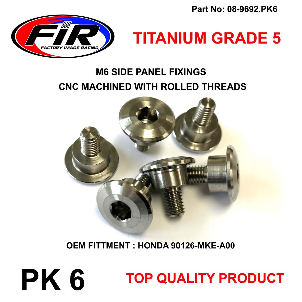 M6 SIDE PANEL BOLTS HONDA PK 6, TITANIUM GRADE 5 / OEM REF: 90126-MKE-A00
