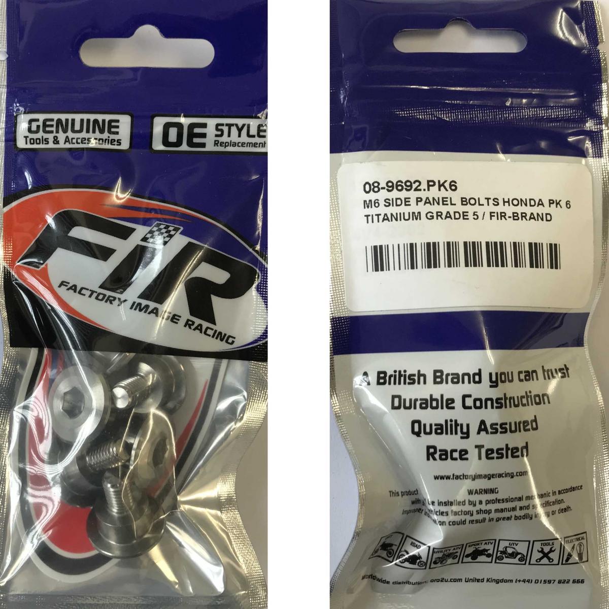 M6 SIDE PANEL BOLTS HONDA PK 6, TITANIUM GRADE 5 / OEM REF: 90126-MKE-A00