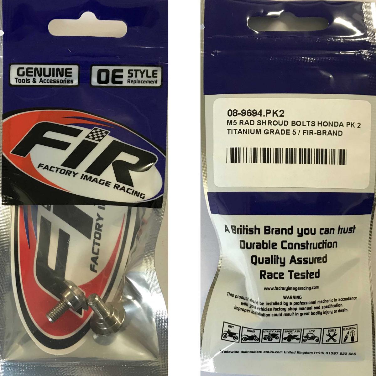 M5 RAD SHROUD BOLTS HONDA PK 2, TITANIUM GRADE 5 / OEM REF: 90101-KRN-730