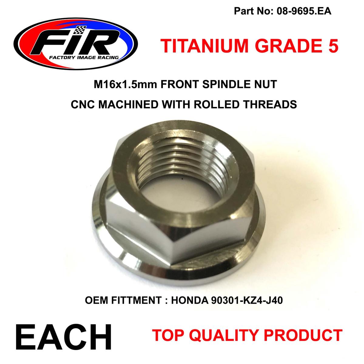 HONDA FRONT SPINDLE NUT M16x1.5, TITANIUM GRADE 5 / OEM REF: 90301-KZ4-J40