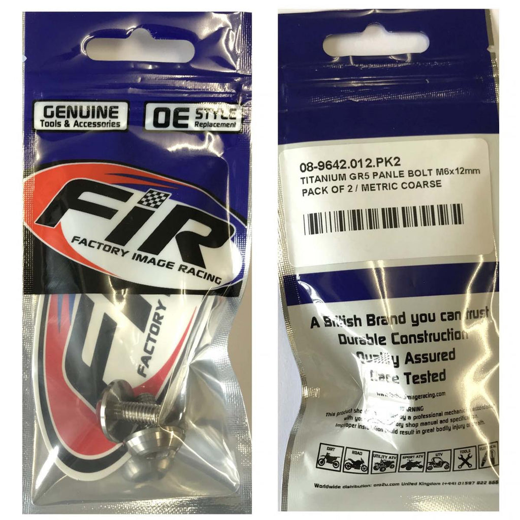 TITANIUM GR5 PANEL BOLT M6X12mm, PACK OF 2 / METRIC COARSE