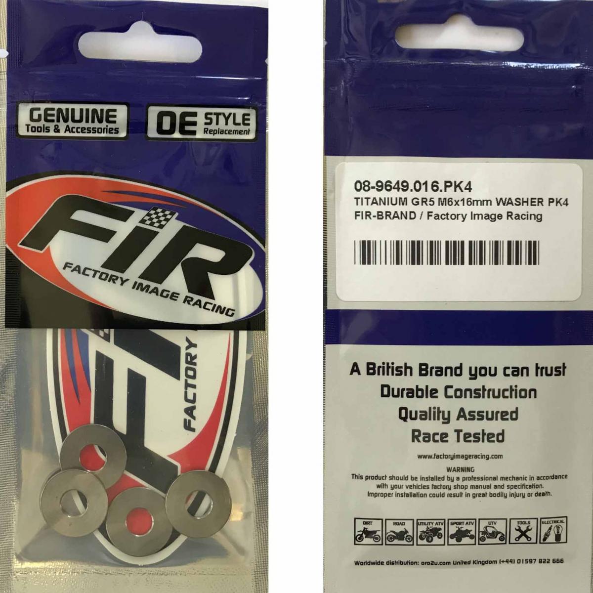 TITANIUM GR5 M6X16mm WASHER PK4