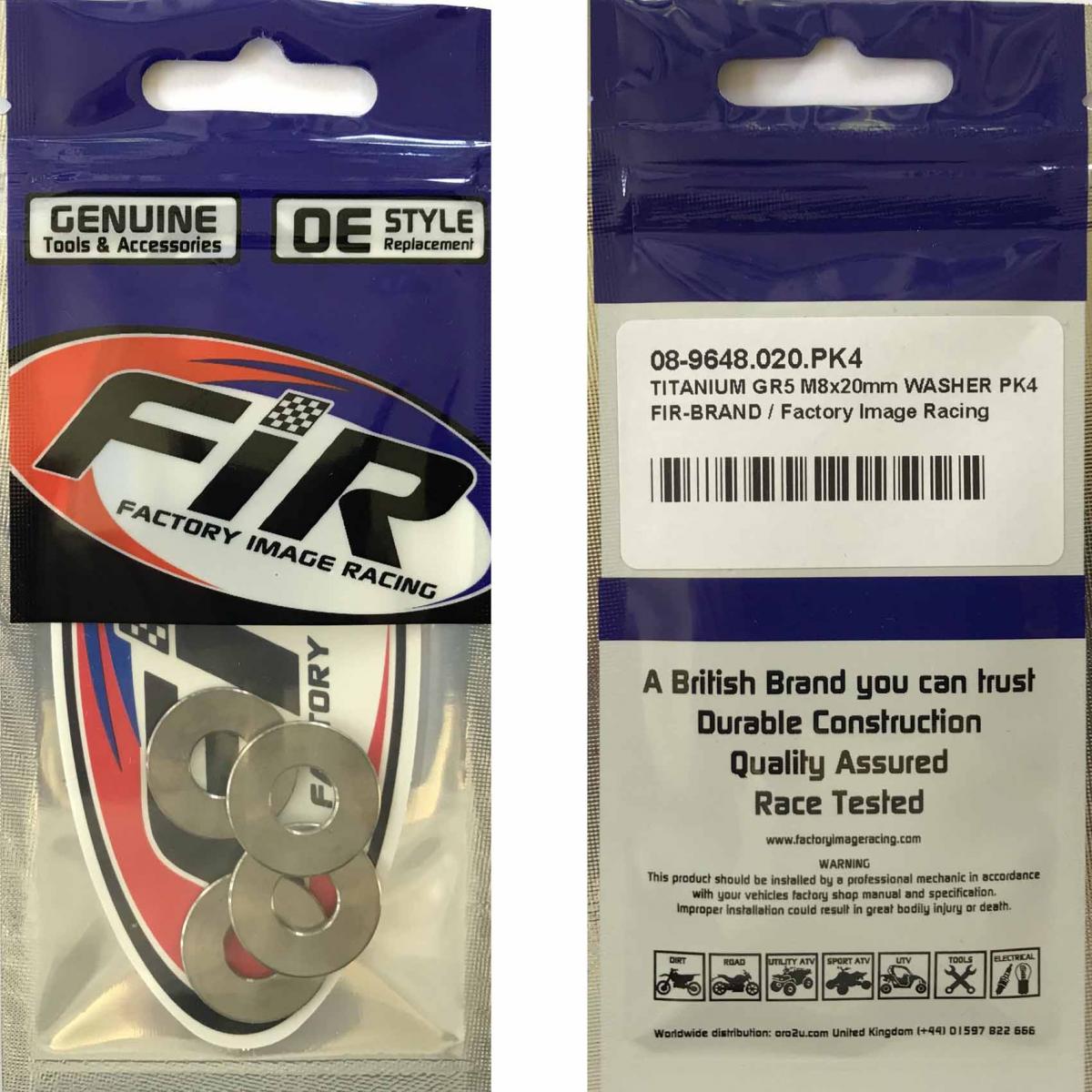 TITANIUM GR5 M8X20mm WASHER PK4