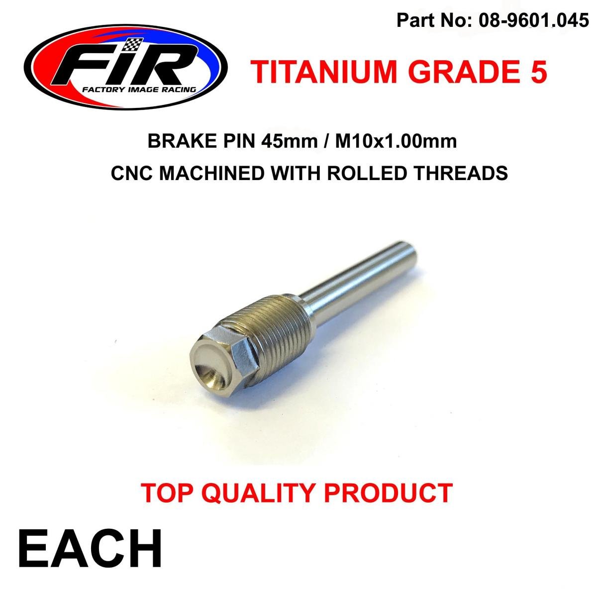TITANIUM GR5 BRAKE PIN 45mm EACH, Cnc machined with rolled threads, /