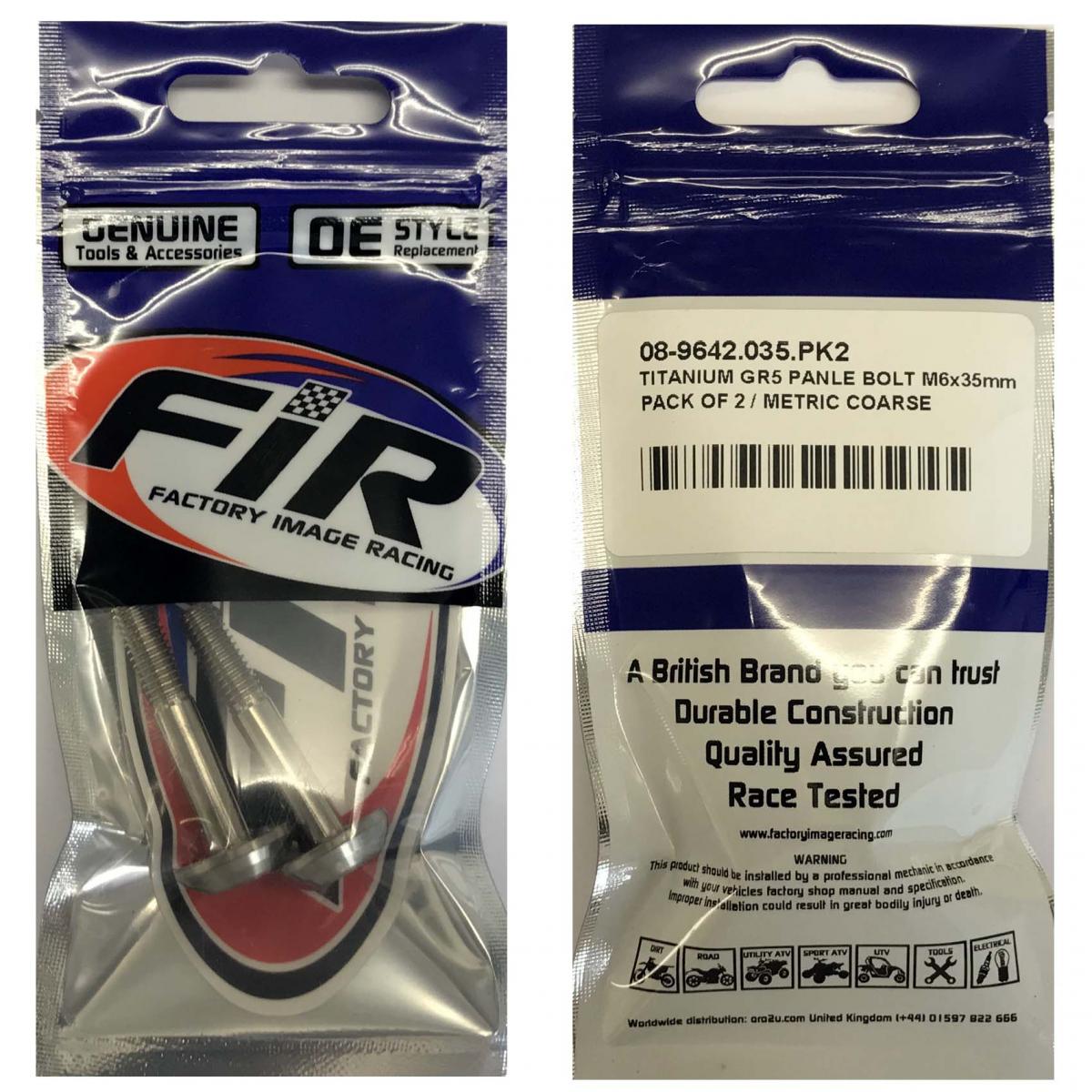 TITANIUM GR5 PANEL BOLT M6X35mm, PACK OF 2 / METRIC COARSE