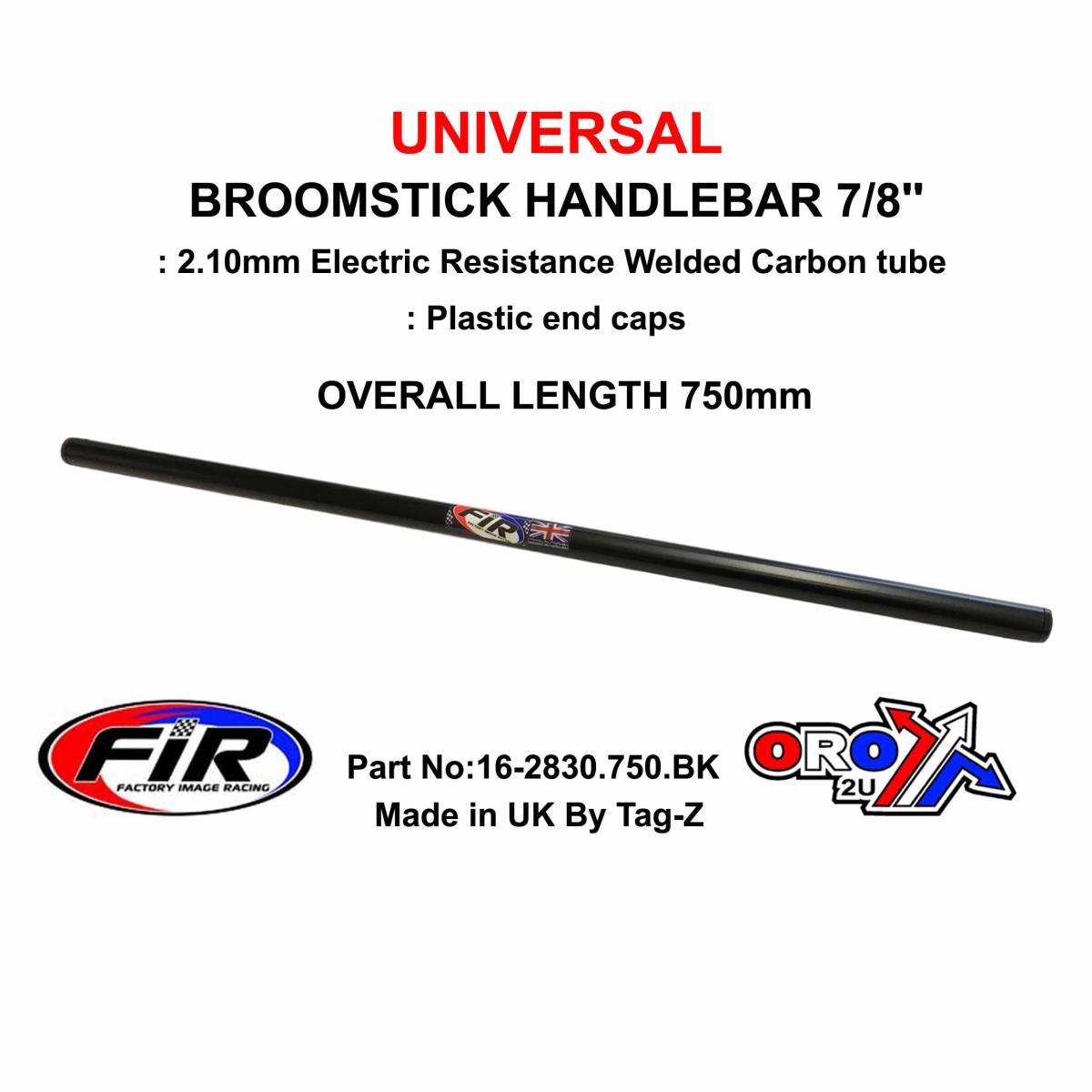 BROOMSTICK HANDLEBAR 7/8'' 750mm, FITTMENT UNIVERSAL / MATT BLACK / EACH