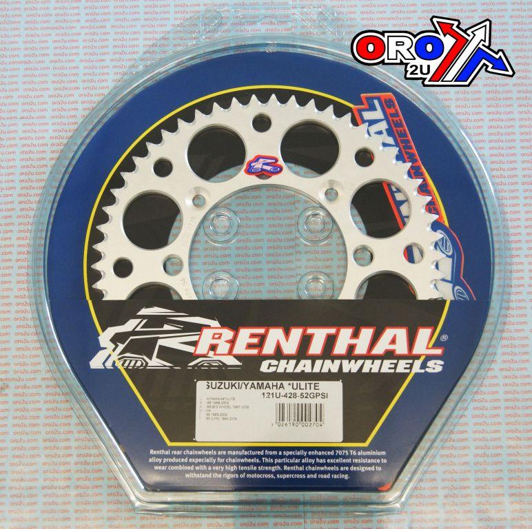 REAR SPROCKET ALLOY RENTHAL, ULTRALITE 121U-420-47GBSI SILVER, SUZUKI, YAMAHA