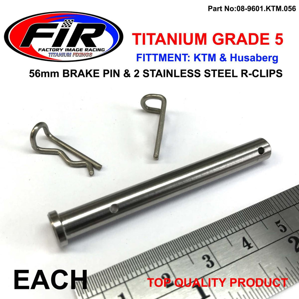 TITANIUM GR5 BRAKE PIN 56mm EACH, & STAINLESS STEEL BENT R-CLIPS