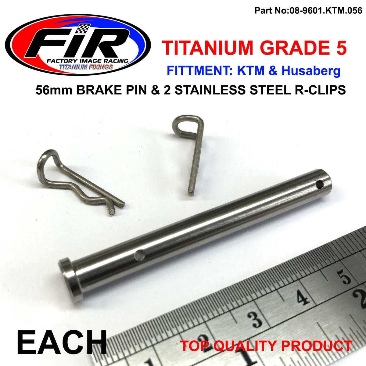 TITANIUM GR5 BRAKE PIN 56mm EACH, & STAINLESS STEEL BENT R-CLIPS