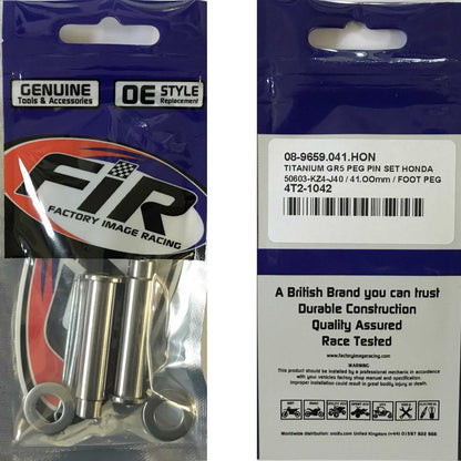 TITANIUM GR5 PEG PIN SET HONDA, 50603-KZ4-J40 / 41.OOmm / FOOT PEG