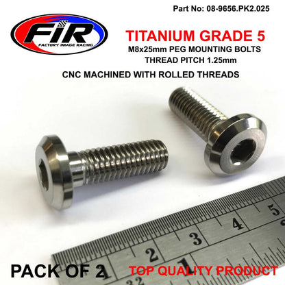 TITANIUM GR5 M8x1.25x25mm PK2, KAWASAKI PEG MOUNT BOLTS, / 92154-0515