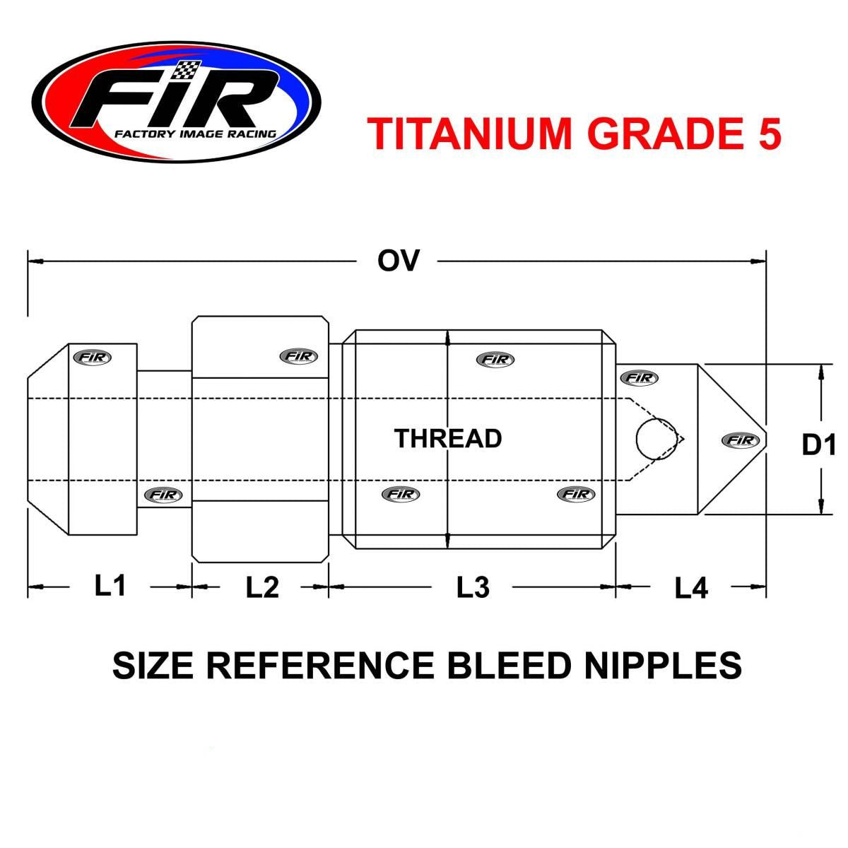 TITANIUM GR5 M8x1.25mm BLEED NIPPLE, PACK OF 2 / 43352-568-003 61013020100, / 36Y-W0048-00