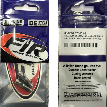 TITANIUM GR5 M7x1.00mm BLEED NIPPLE, PACK OF 2 / 59121-18410 59121-01A00