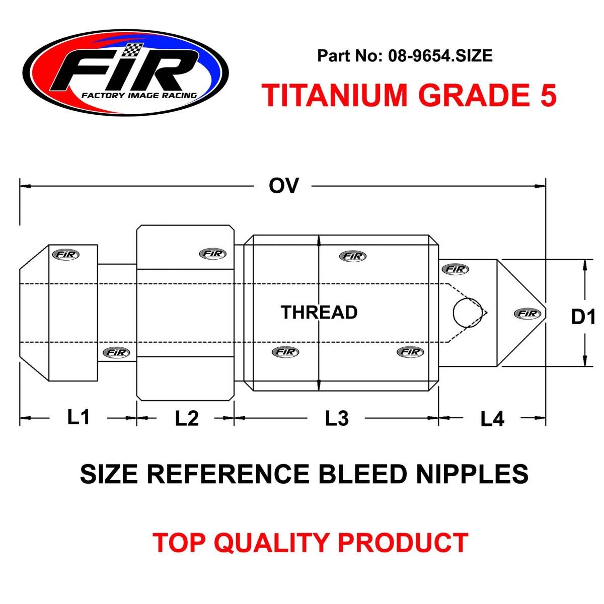 TITANIUM GR5 M10x1.00mm BLEED NIPPLE, PACK OF 2 / 60013020000 T2024905, MR407367