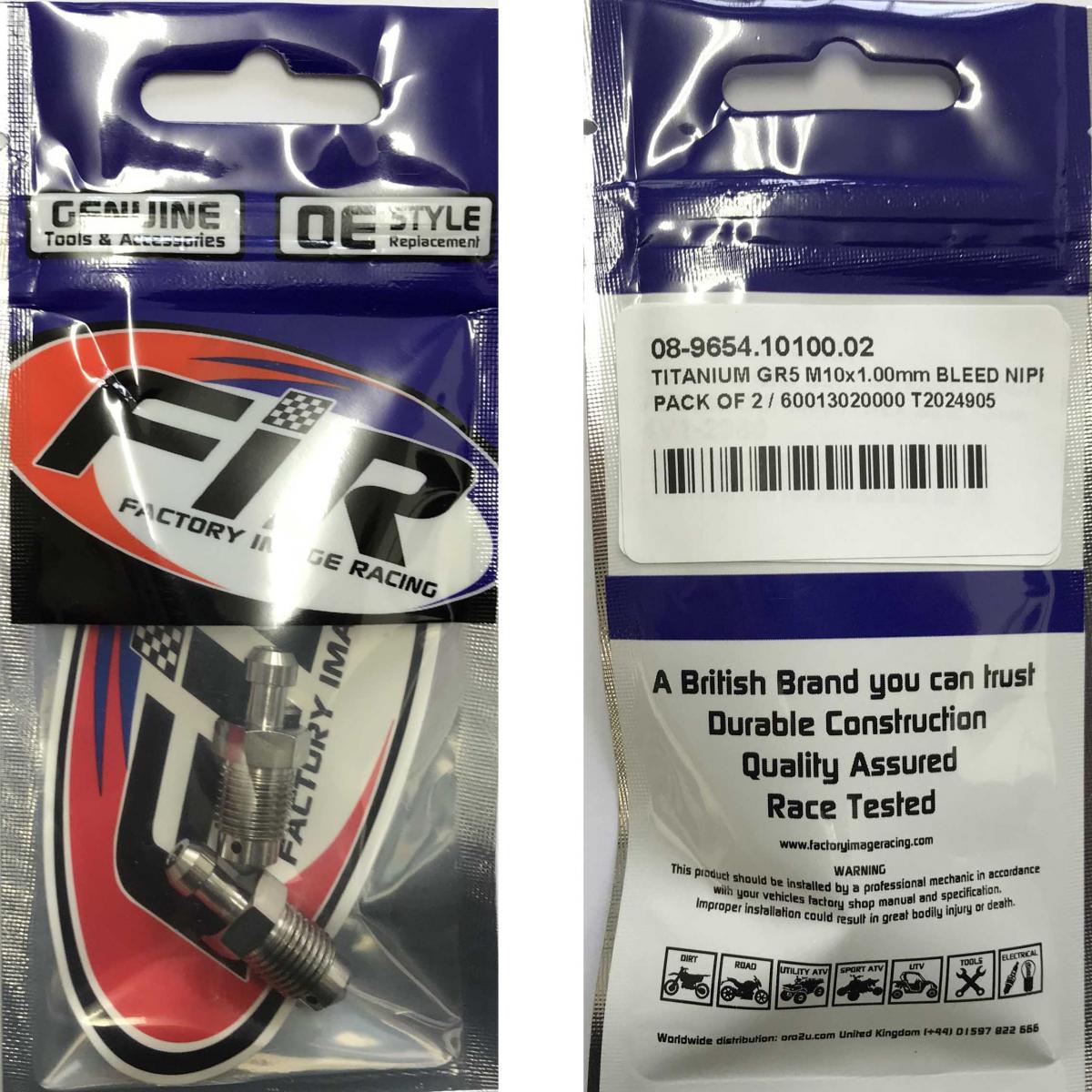 TITANIUM GR5 M10x1.00mm BLEED NIPPLE, PACK OF 2 / 60013020000 T2024905, MR407367